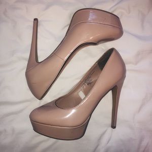 Nude platform heels